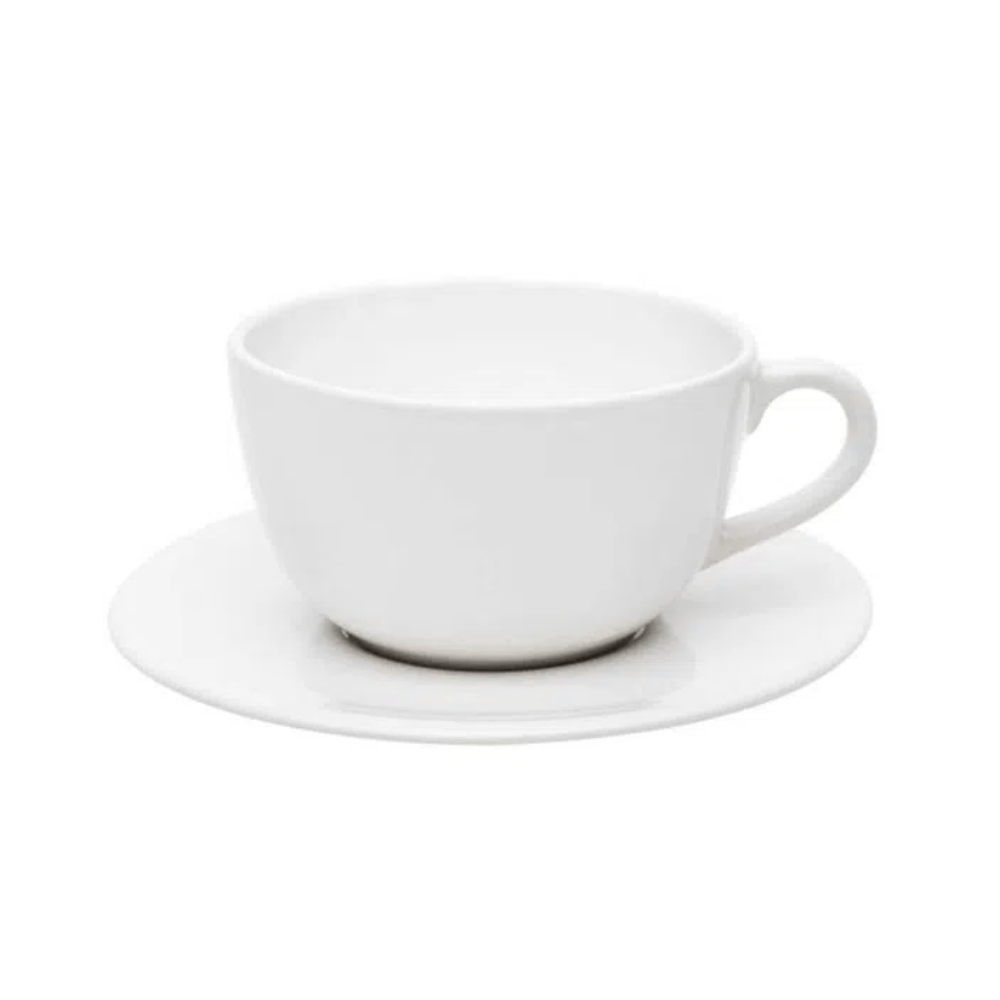 Xícara de Chá Porcelana com Pires Branco White Unni - 200 ml - Ela Decora