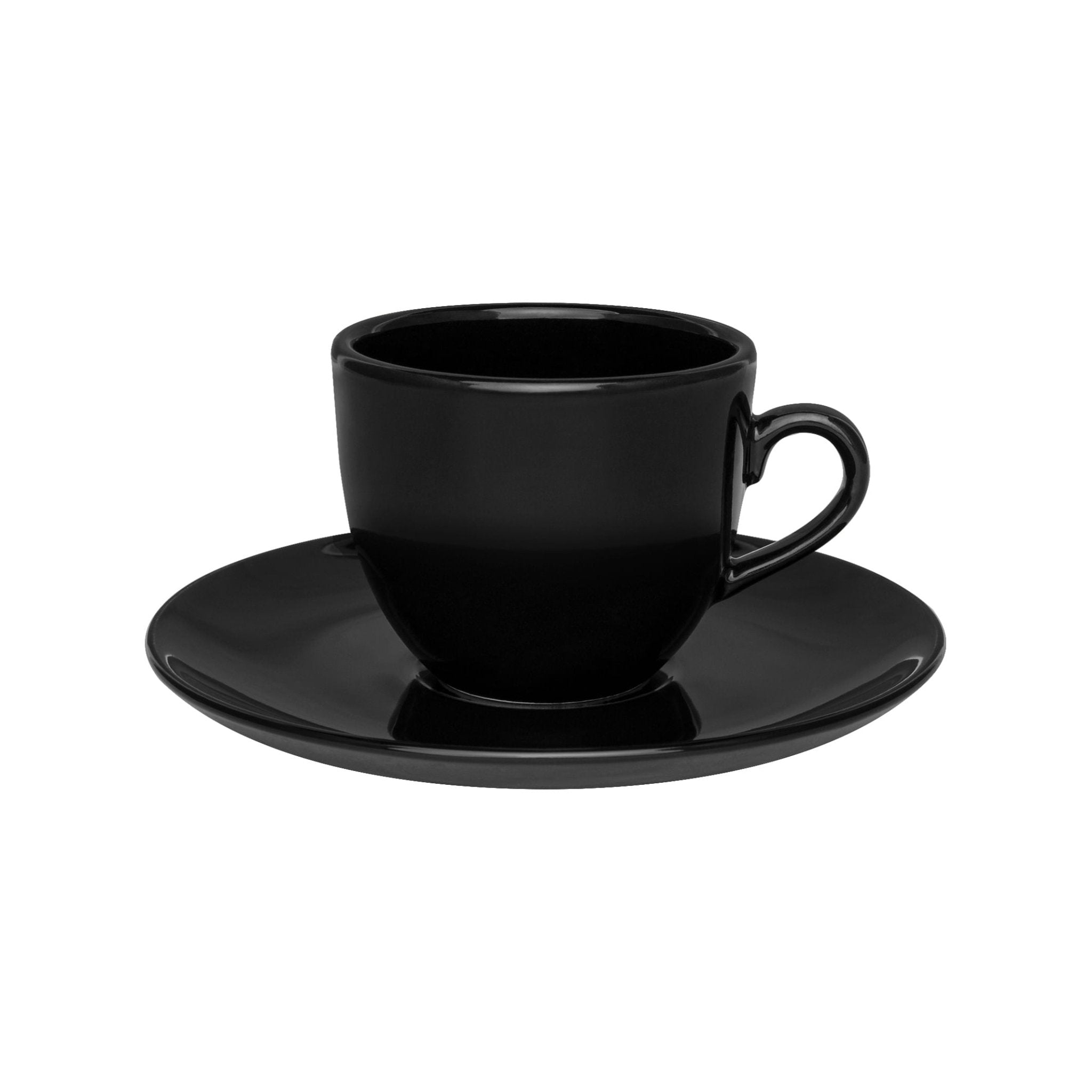 Xícara de Chá Porcelana com Pires Preto Black - 200ml - Ela Decora