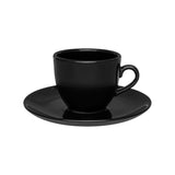 Xícara de Chá Porcelana com Pires Preto Black - 200ml - Ela Decora