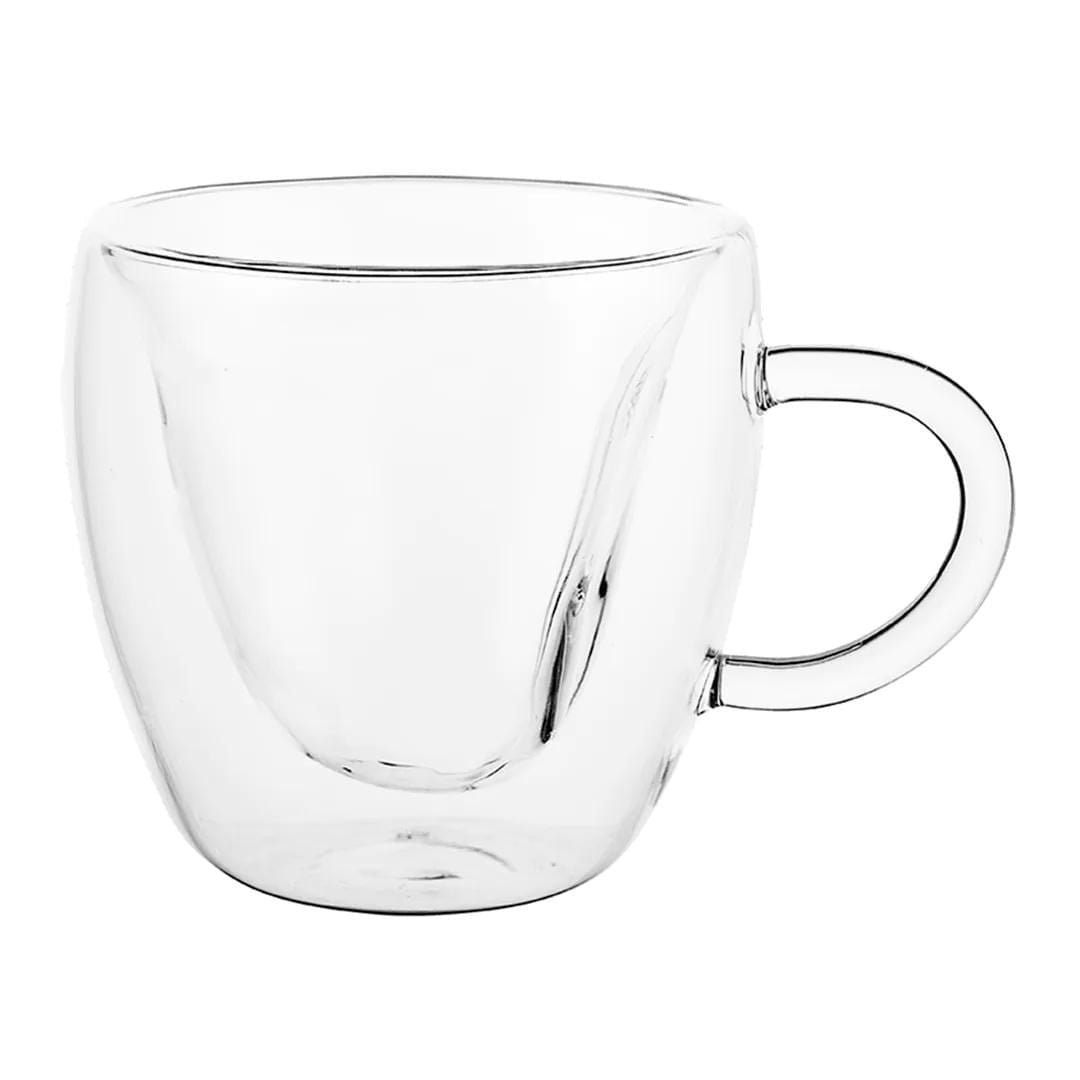Xicara de Coração Parede Dupla em Vidro Borossilicato 150ml - Ela Decora