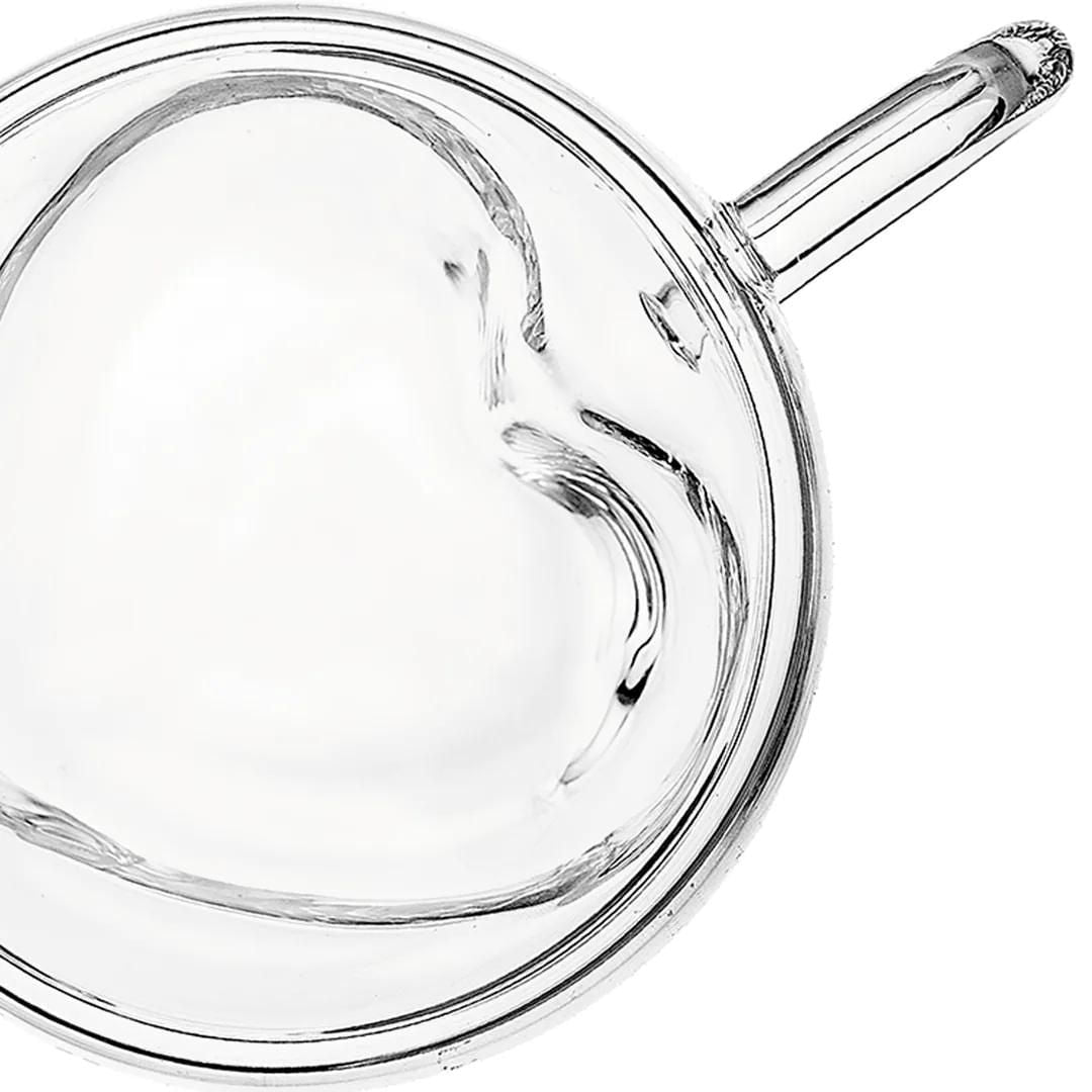 Xicara de Coração Parede Dupla em Vidro Borossilicato 150ml - Ela Decora