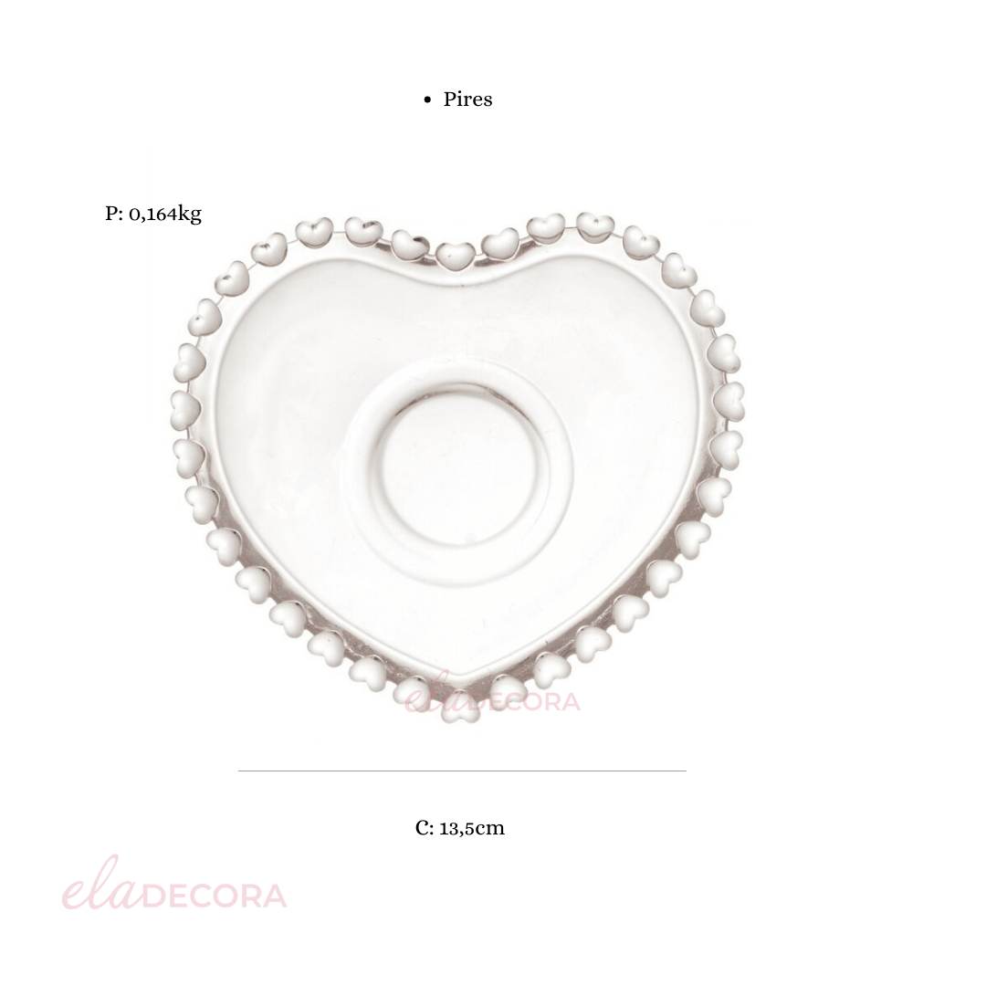 Xícara para Chá com Pires Borda Coração - 170 ml - Ela Decora
