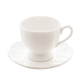 Xícara para Chá com Pires de Porcelana New Bone Butterfly Flower 200ml - Ela Decora
