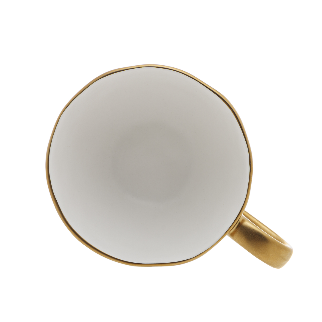 Xícara de Chá em Porcelana Dubai Branco e Dourado 200ml