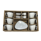 Jogo 6 Xicaras de Café com Colher em Porcelana Branca 80ml