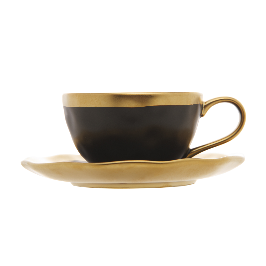 Xícara de Café Dubai Preto e Dourado 90ml