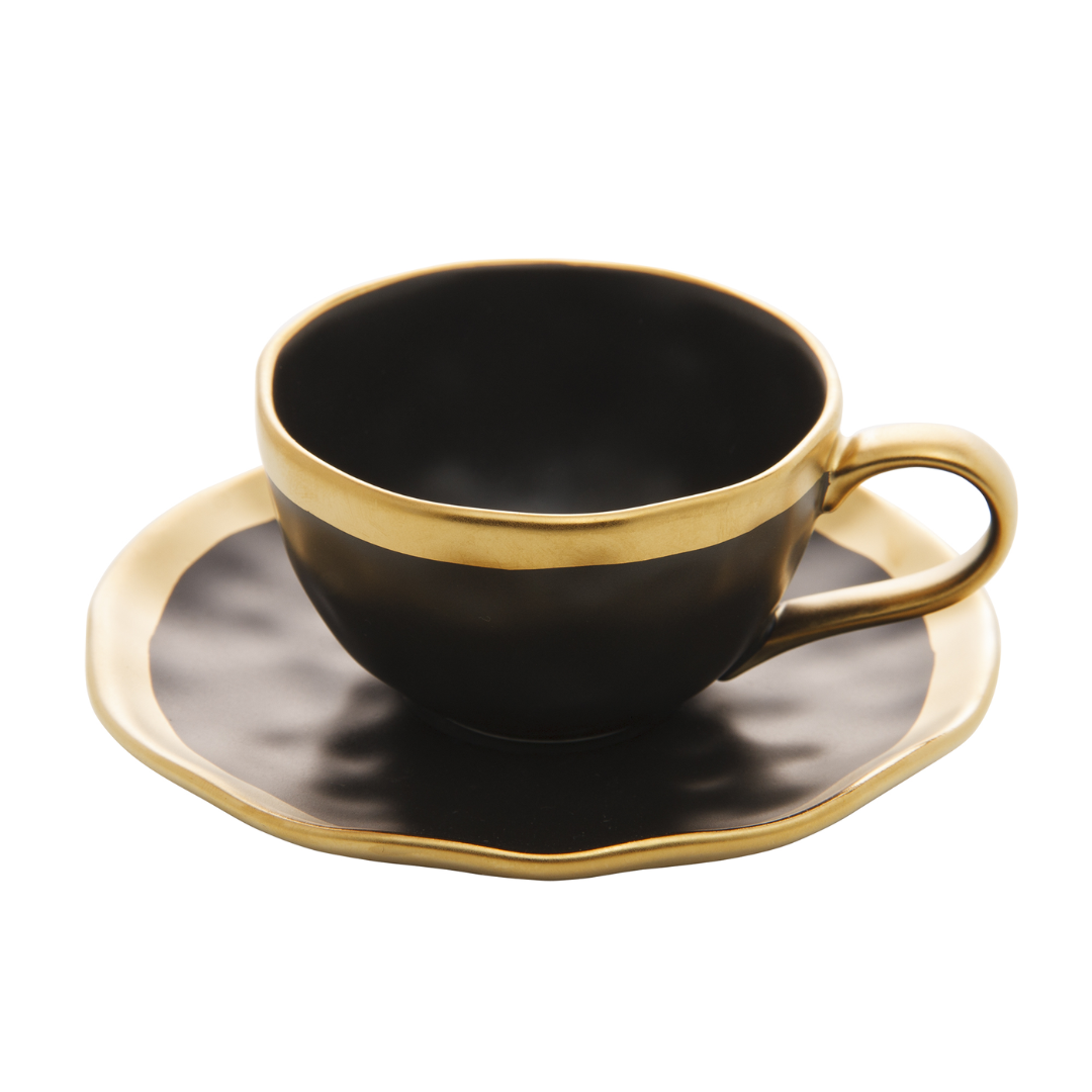 Xícara de Café Dubai Preto e Dourado 90ml