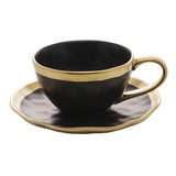 Xícara de Chá em Porcelana Dubai Preto e Dourado 200ml