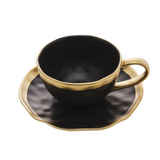Xícara de Chá em Porcelana Dubai Preto e Dourado 200ml