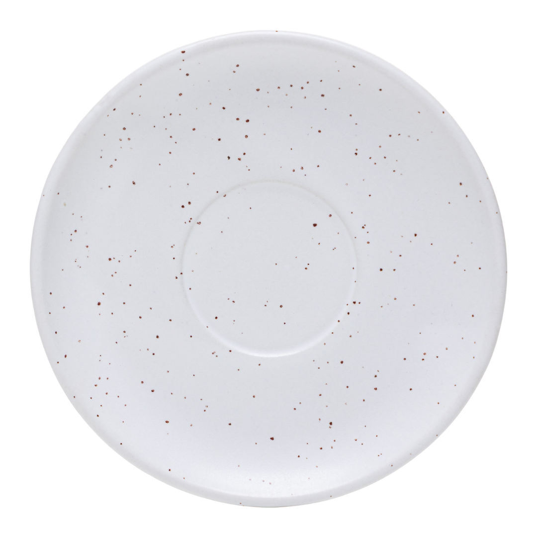Píres de cerâmica branco com manchas decorativas visto de cima